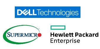 Dell HPE and Supermicro logos